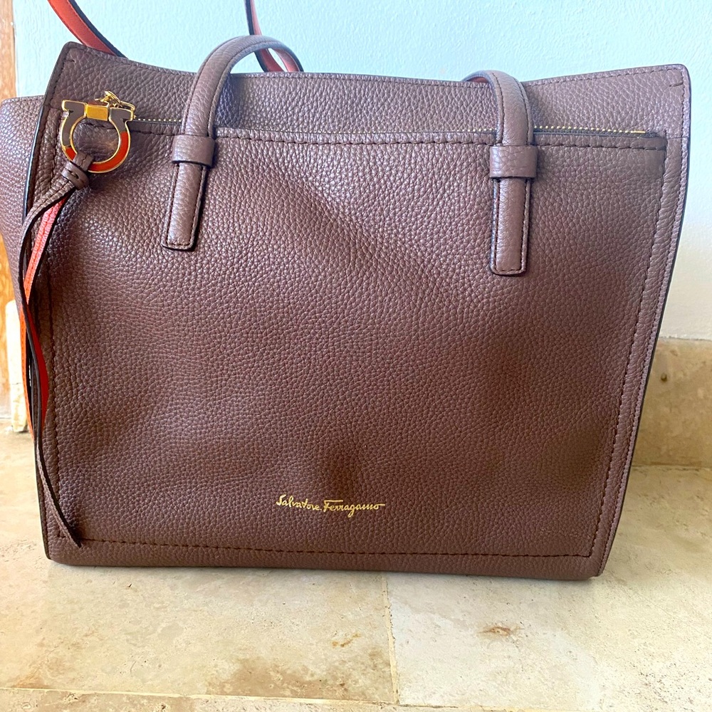 Salvatore Ferragamo brown handbag, used once